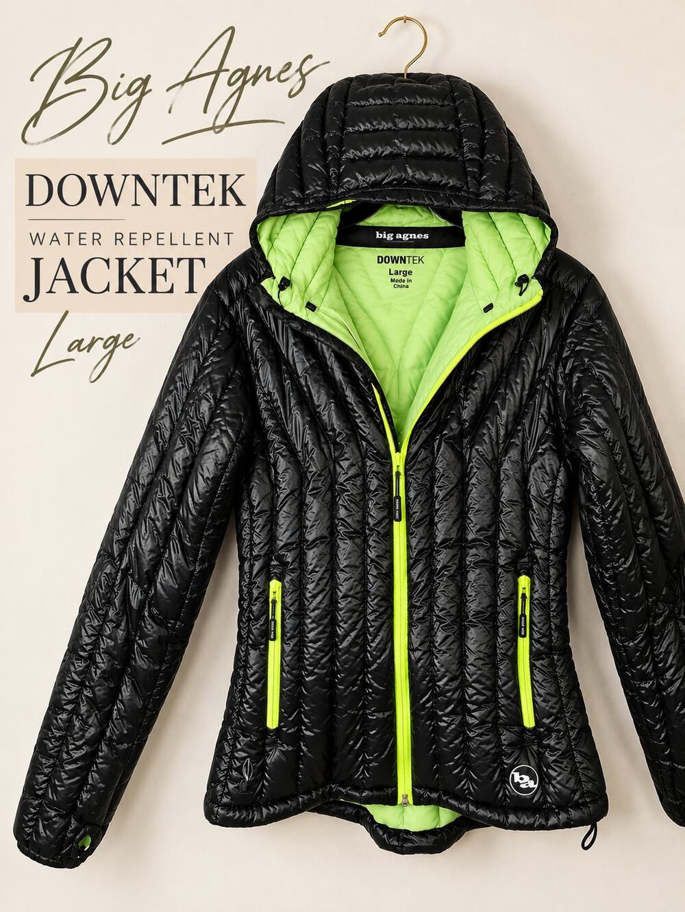 Big Agnes Hole in the Wall Down Fill Puffer Jacket Large Black Water Repellent